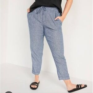Jones New York Signature‎ Blue Linen Blend Crop Pants Plus Size 1X NWT